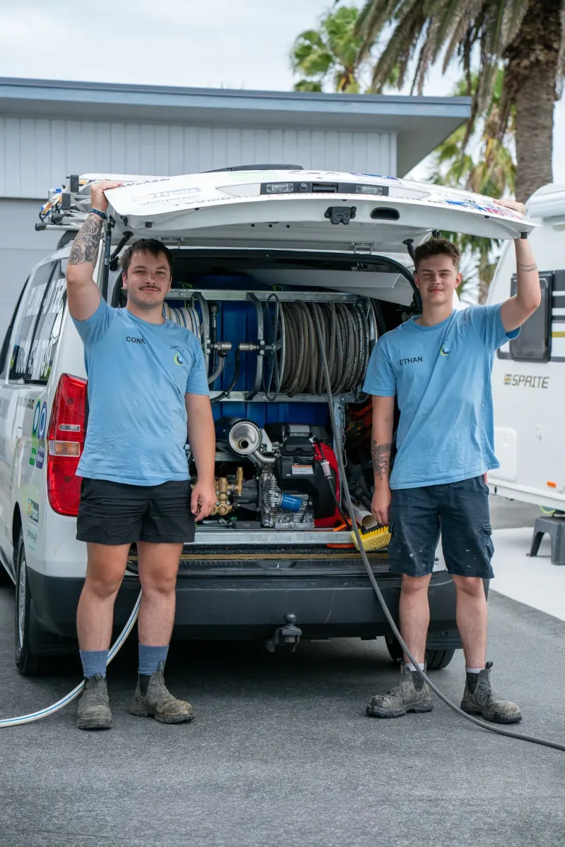 Plumb-D Tec team working on a drain job in Auckland