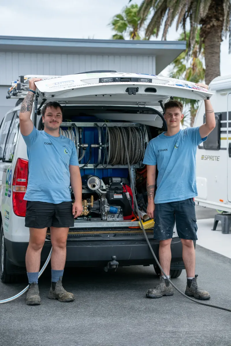 Plumb-D Tec team hydroblasting a drain in Auckland