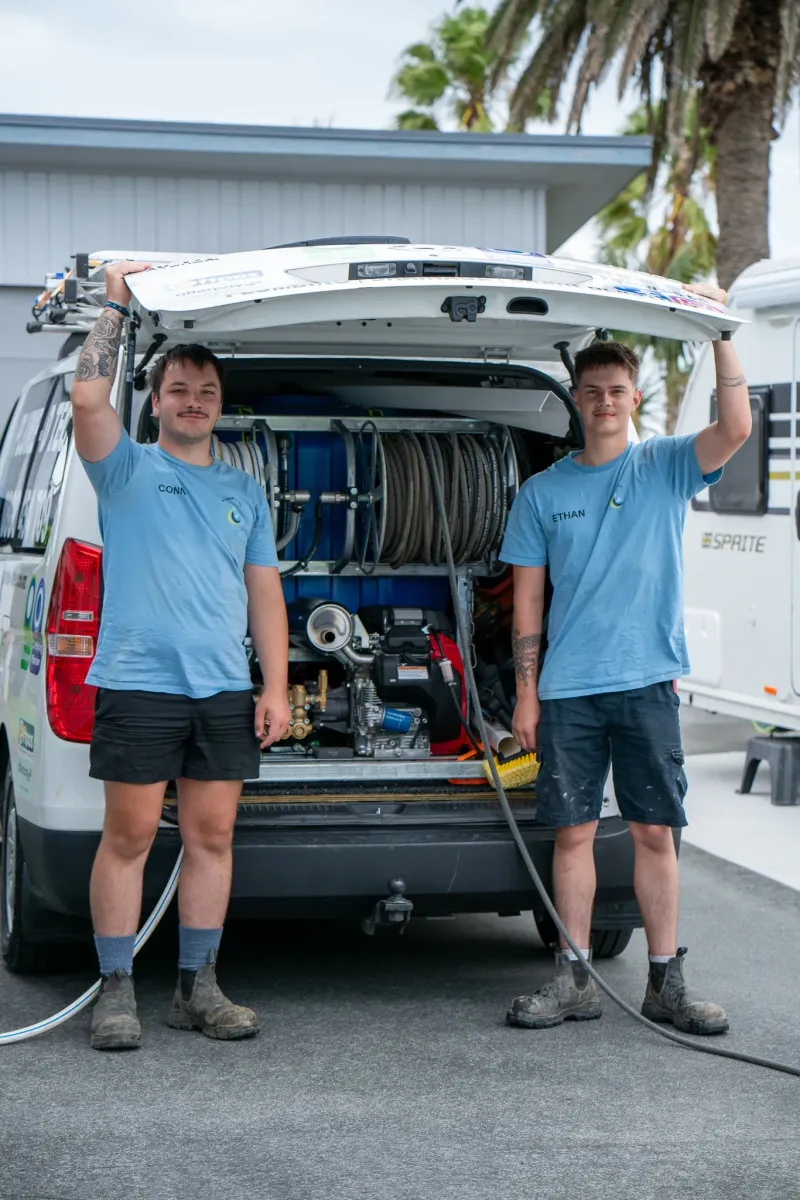 Plumb-D Tec team hydroblasting a drain in Auckland